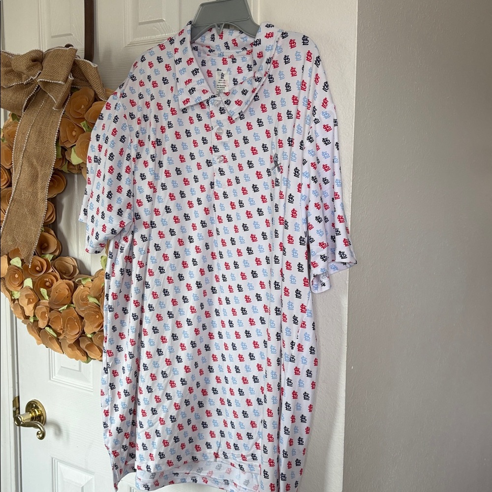 St. Louis Cardinals All Over Print Polo Shirt Men's XL Golf